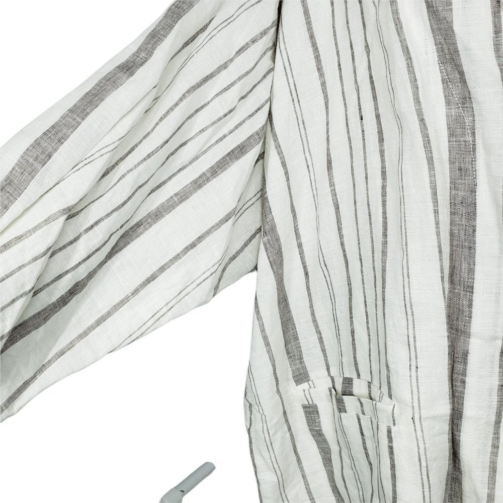 NWT Johnny Was Zona Stripe Linen Jacket Gray & White Women's Size XL - Picture 7 of 12